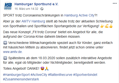 Sport trotz(t) Corona - Hamburger Sportbund 